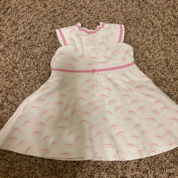 Janie and Jack Flamingo Print Dress 12-18 Months White Pink Short Sleeve Button - Picture 3 of 3